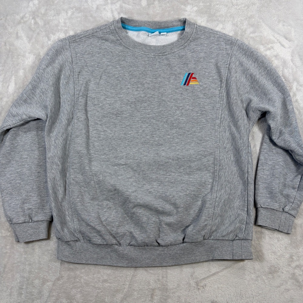 Aldi Gear Mens Large Grey Crewneck Sweatshirt Embroidered Logo Pullover L